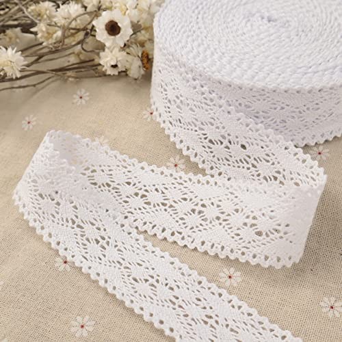 White Lace Ribbon 16 Yards Crochet Lace Trim Cotton Sewing for Crafts, Gift 1#