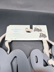 Mr & Mrs Wood Cut Words Sign Wedding 2 Pieces – Black- Chalkboard