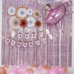 Metallics Foil Fringe Curtain Tinsel Kid Birthday Party Decor Wedding Home
