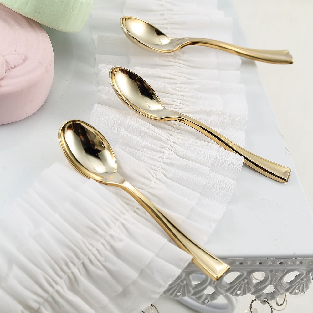 72 GOLD 4″ long Dessert Spoons Wedding Party Events Home Disposable Tableware