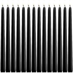 JHENG 10 Inch BlackTaper Candles, 14 Pack Tall Unscented Dripless Black