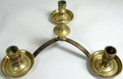 Brass Candle Holder Maitland Smith Candelabra Triple Taper Table Top Drip Pans