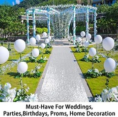 4Ft x 20Ft Silver Sparkly Wedding Aisle Runner – Ideal for Prom, Beach &