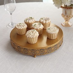 12″ Gold Metal Fleur De Lis Round Pedestal Cake Stand Party Events Decorations