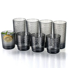 15oz and 22oz Grey Acrylic Glasses Drinkware (Set of 8), Honeycomb Stackable …
