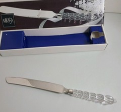 Mikasa Two-Piece Silver Plated Cake Server & Cake Knife Set Glass Handles Boxed