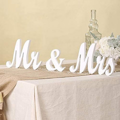 Mr and Mrs Signs Wedding Sweetheart Table Decorations, Wooden Freestanding Lette