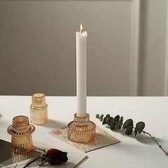 GOLD 6 Round 3″ Mini Ribbed Glass Taper CANDLE HOLDERS Centerpieces Party Events