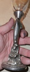 Dolphin Heart Wedding Toasting Glasses Champagne Flute Set Opal Glass pewter HTF
