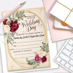 Lone Star Art Winter, Spring, Summer Wedding with 25 5×7, Burgundy Roses