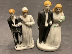 Vintage Wedding Cake Topper 1950’s Bride and Groom Figurine Porcelain Japan