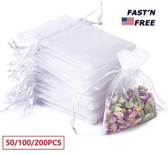 50/100/200×Organza Gift Bags Wedding Favor Party Sheer Candy Bag Jewelry Pouches