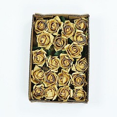 24 GOLD 2″ Mini FOAM ROSE Flowers Stems Wedding Events Decorations Supplies