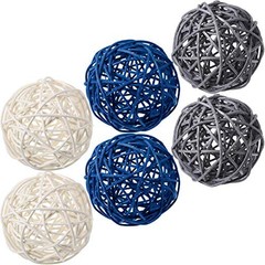 Yaomiao 6 Pieces Wicker Rattan Balls – Decorative Orbs Vase Fillers