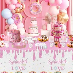 Donut Baby Sprinkle Decorations Girl Tablecloth – Sprinkled with Multi Color