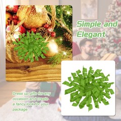 6 Pcs 4 Inch Grosgrain Curly Bows for Gift Wrapping Self-Adhesive Grass Green
