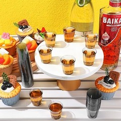 300pcs 1oz Plastic Shot Glasses – Reusable Mini Cups for Wedding, Party, Black