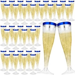 Jingmore Pcs Plastic Champagne Flutes 4.5 oz Clear Disposable Wine 36 Blue