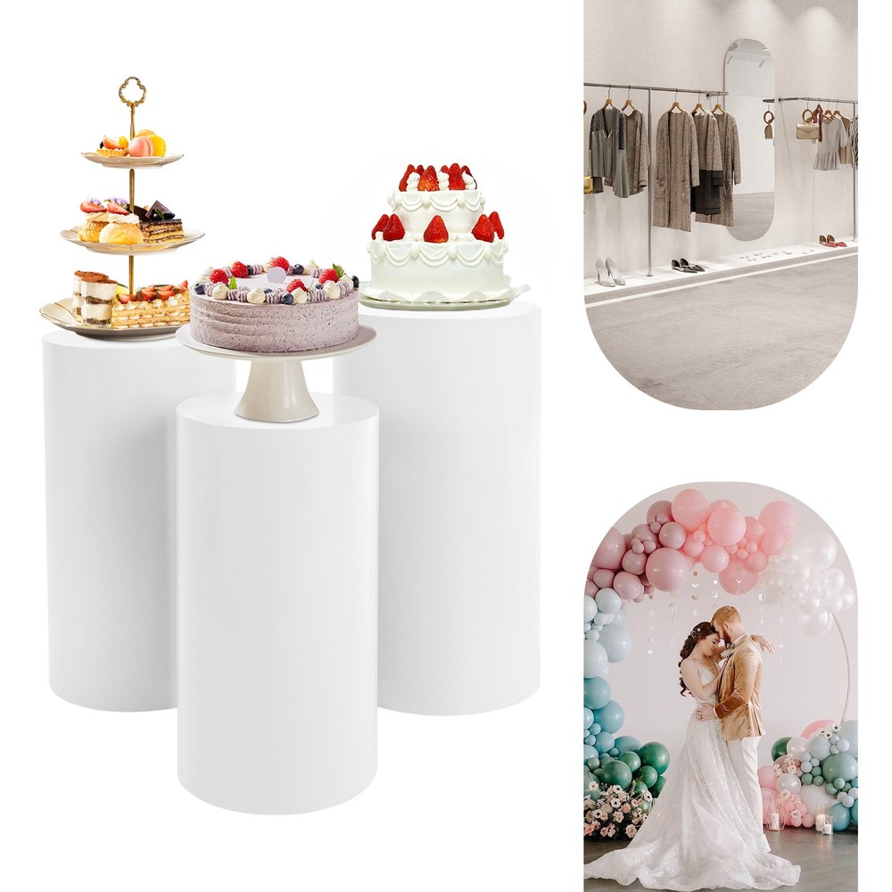 3 PCS Iron Cylindrical Display Stands Flower Display Rack Pedestal Base Type