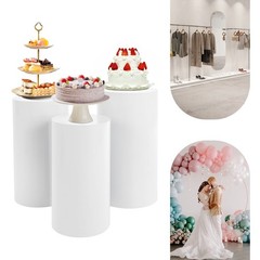 3 PCS Iron Cylindrical Display Stands Flower Display Rack Pedestal Base Type