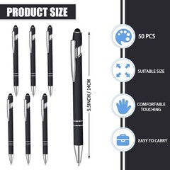 50 Pcs Black Inkling Ballpoint Pen with Stylus 2 in 1 Ballpoint Pen for Touch…