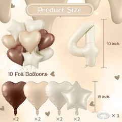 Large Sand White 40 Balloons, Foil Cream Brown Apricot Beige Number 40 Balloo…