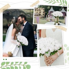 []Pcs Realistic Artificial flowers Roses Bulk, Silk Flowers for 100 White