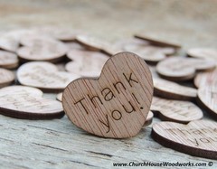 100 qty 1″ Thank you Wood Hearts Confetti Wooden Wedding Decor Embellishments