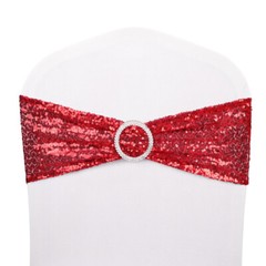 50Pcs Sequin Chair Sashes Spandex Glitter Chair Bows Bands Wedding Banquet Decor