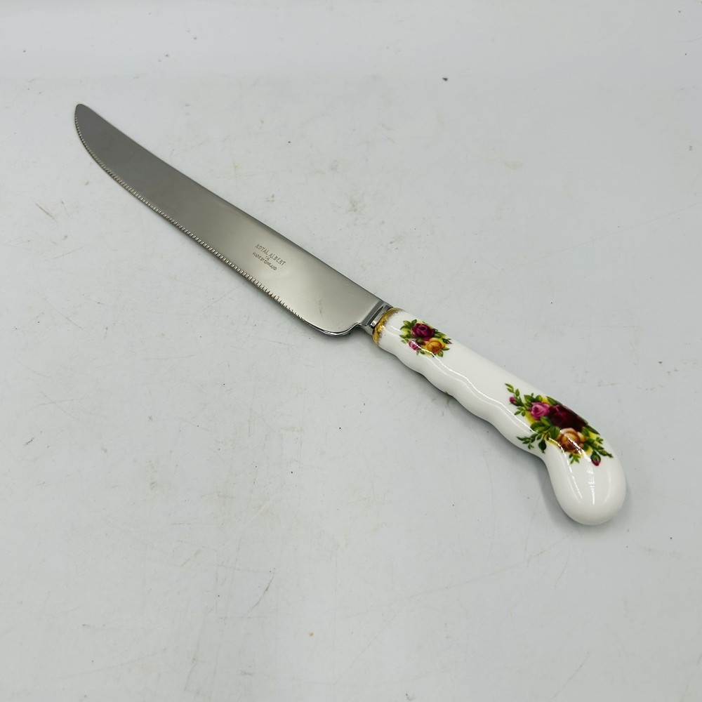 Vtg Royal Albert Old Country Roses Cake Knife Made In England Bone China 9.5”