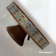 Cake Stand Riser 4.5” High 11” Round Wood Galvanized Metal Band Trim India Made