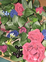 Ling’s Moment 5FT Burgundy & Navy Blue Artificial Flower Garland w/ Rose Leaves
