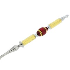 GlassOfVenice Italian Murano Glass Salad Spoon – Gold Red Stripes