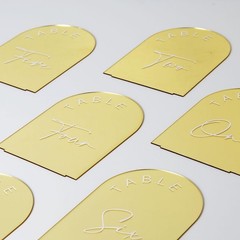 Gold Mirror Arched Wedding Table Numbers with Stands 1-30, 5×7 Inch Acrylic A…