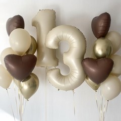 Large Sand White 40 Balloons, Foil Cream Brown Apricot Beige Number 40 Balloo…
