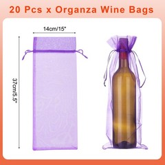 14 x 5 Inch Organza Wine Bags 20 Pcs Gift Wrap Bags for Wedding Favors Purple
