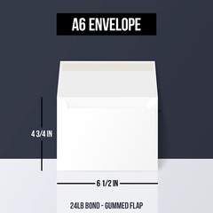 A6 White Invitation Envelopes (4 3/4 x 6 1/2), 28lb Bond/70lb Text, 100 Qty