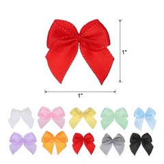 100Pcs Mini Ribbon Bow 1″ Mini Fabric Satin Ribbon Flower Bows Multicolor
