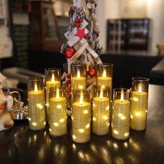 Flameless Candles with Recessed String Light, Battery Operated Grey#12*1