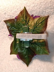 NEW Purple Artificial Rose Wrist Corsage With Iridescent Ribbon & White Accents