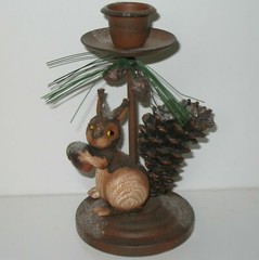 CANDLEHOLDER Rustic Christmas Squirrel Metal and Wood Farmhouse Holiday