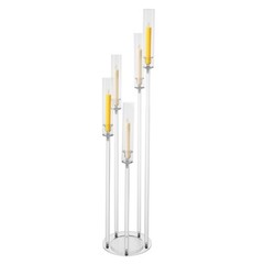 5-Arm Candle Holder Acrylic Clear Freestanding Candle Holder with Candle Cover