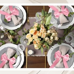 Bow Napkin Rings Set of 12 Ribbon Candlestick Decor Charms Coquette Bow Pink