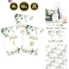 26 Pieces Wedding Table Numbers Cards 1-25 with Head Table Numbers Greenery E…
