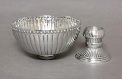 Compote Bowl 6″D 5.75″Hi Set/2 Polished Aluminum Fluted Pedestal FREE SHIPPING