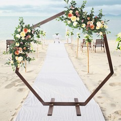 7.2FT Wedding Party Arch Door Wooden Heptagon Flower Arbor Stand Background USA