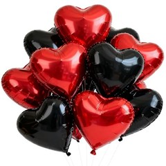 30Pcs 18 Inch Red Black Heart Balloons Valentine’s Day Heart 30pcs-black Red
