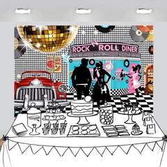 50s Diner Backdrop Large Banner Decoration Dessert Table Background Photoboot…