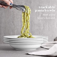Soup Bowls, Pasta Bowls Set of 4, White Salad Bowls and Plates, 9.5 Inch-20 oz