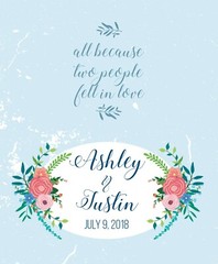 12 All Because Two People Fell In Love Wine / Beer Bottle Labels Wedding Bridal